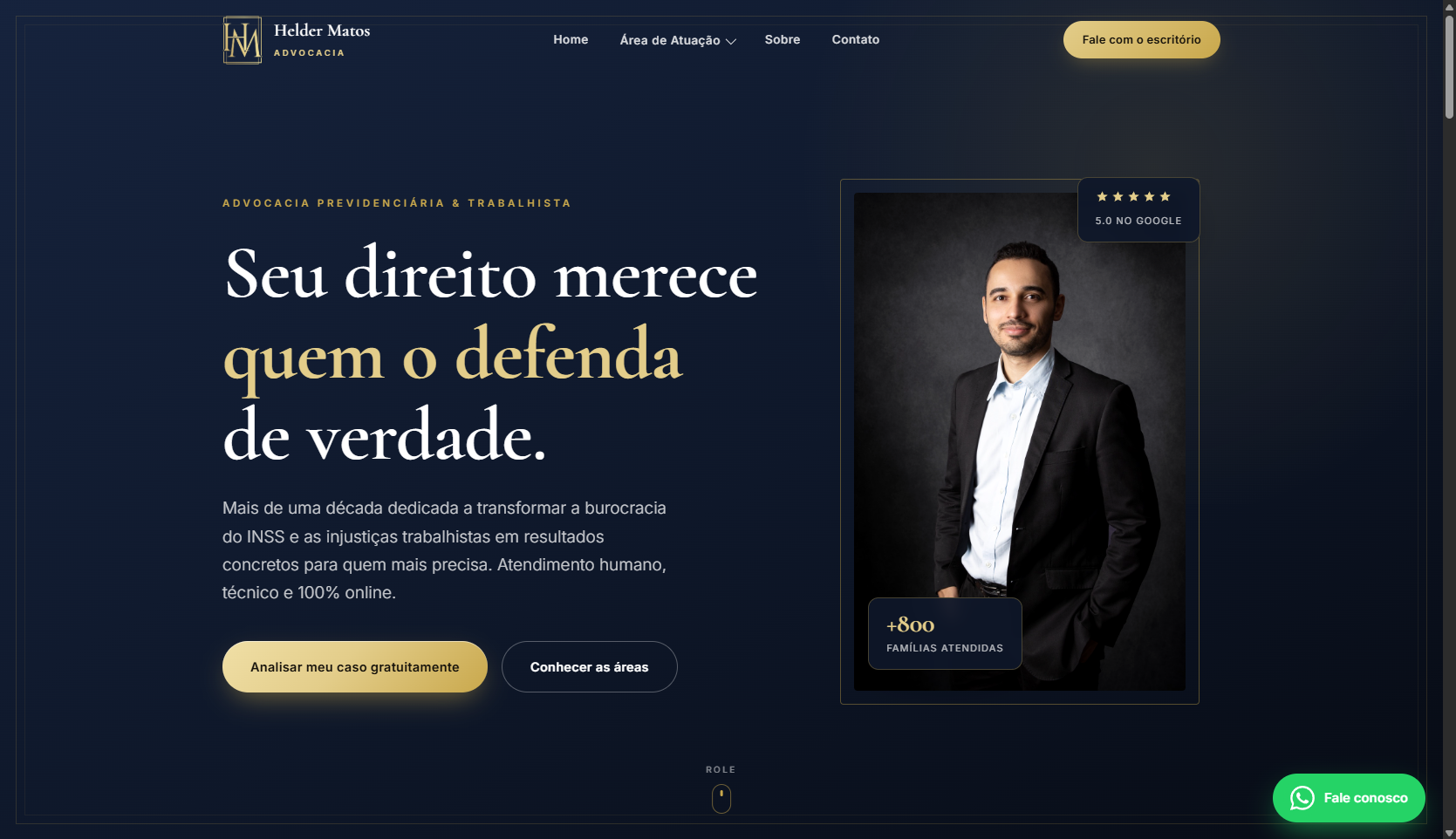 Preview da tela inicial de Helder Matos Advocacia